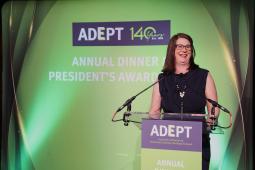 Angela Jones giving her evening speech