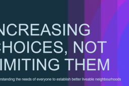 Text saying Increasing choices, not limiting them. Understanding the needs of everyone to establish better liveable neighbourhoods